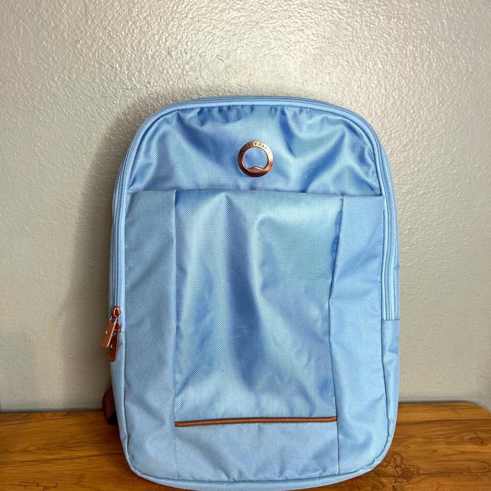 Delsey Paris Ramey Backpack Sky Blue Slim Laptop Travel Bag